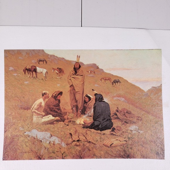 Other - Frederic Remington Western Art Canvas Print 16x12‎ Brown